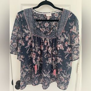 Flutter Sleeve Sheer Top